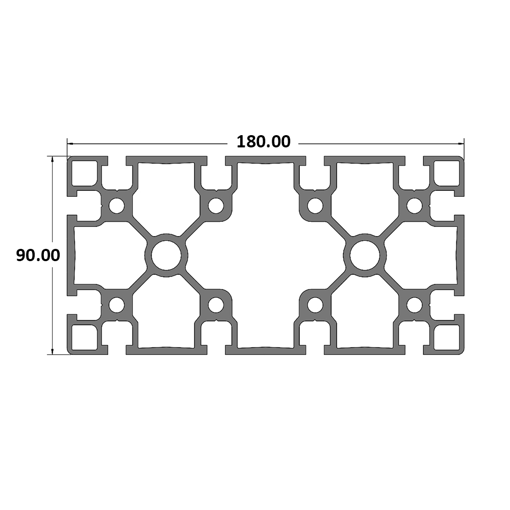 10-18090-0-72IN MODULAR SOLUTIONS EXTRUDED PROFILE<br>90MM X 180MM, CUT TO THE LENGTH OF 72 INCH
